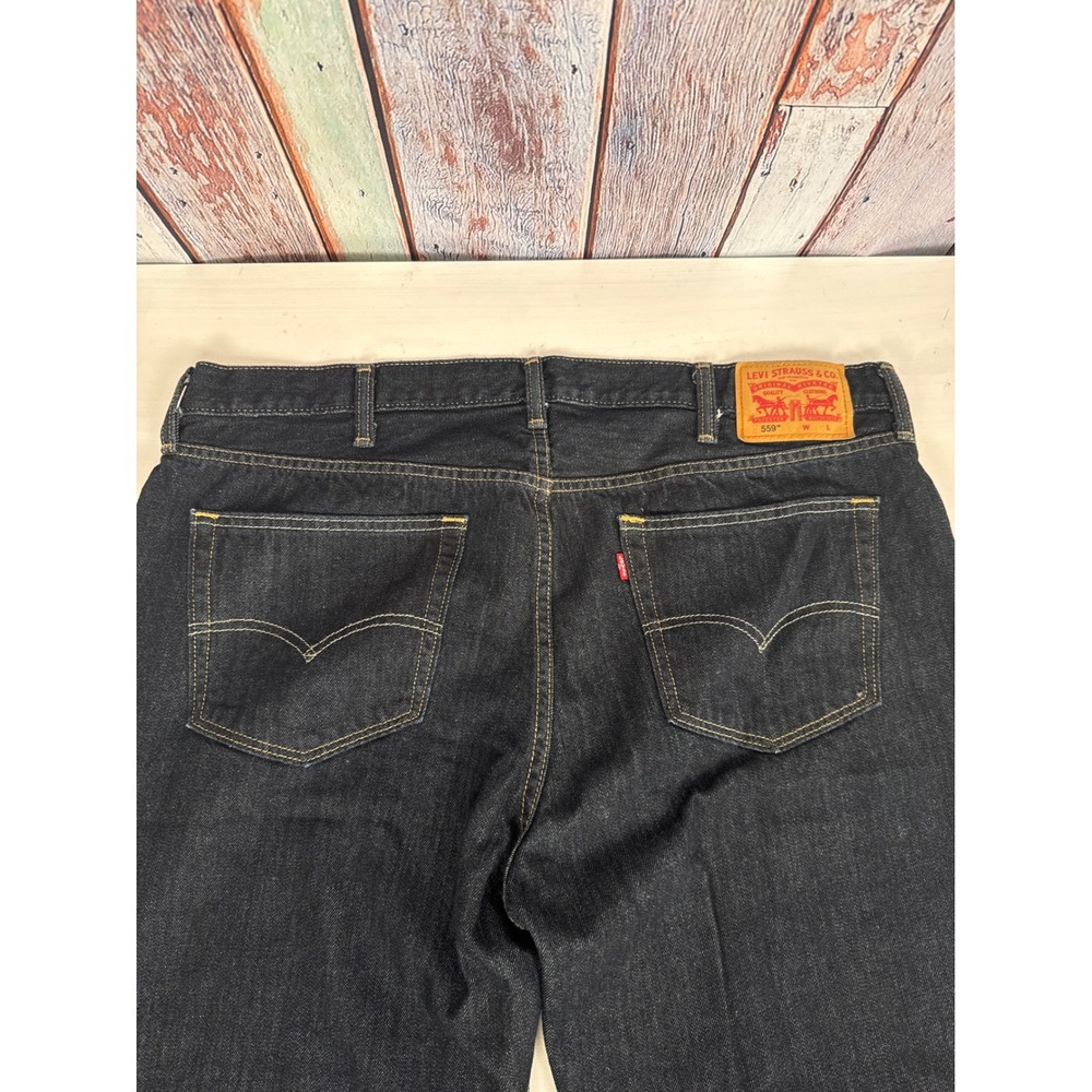 Levi Strauss 559 Relaxed Straight Fit Dark Wash Denim‎ Jeans Men 42x32L Stretch - Picture 3 of 10